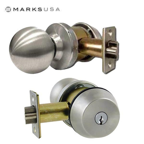 Marks USA -145KK - Cylindrical Cartridge Latch - 2 3/4" Backset - 32D - Satin Stainless - Grade 1