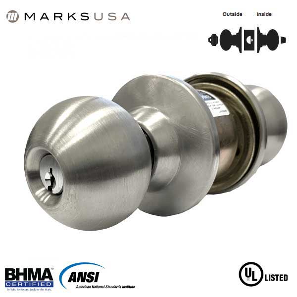 Marks USA - 210AB - 10 LINE Commercial Knobset - 2 3/4" Backset - 32D - Satin Stainless Steel - Entrance - Grade 2 - UHS Hardware