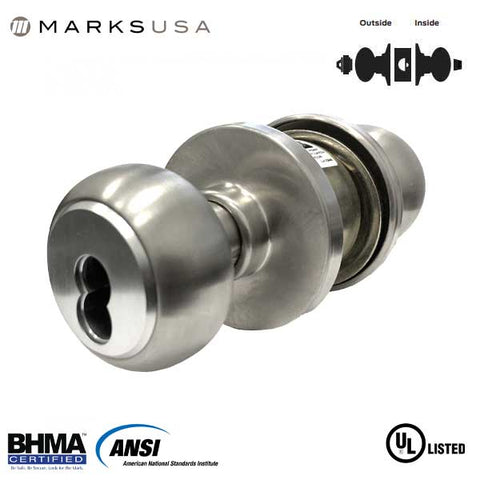 Marks USA - 210RAB - 10 LINE Commercial Knobset - SFIC -  2 3/4" Backset - 32D - Satin Stainless Steel - Entrance - Grade 2 - UHS Hardware