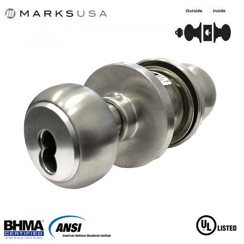 Marks USA - 210RF - 10 LINE Commercial Knobset - SFIC -  2 3/4" Backset - 32D - Satin Stainless Steel - Storeroom - Grade 2 - UHS Hardware
