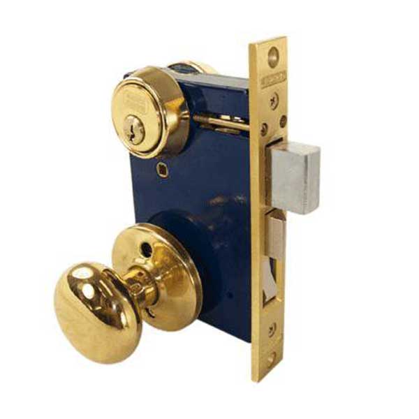 Marks USA - Series 22AC - Ornamental Iron Mortise Lockset - Double Cylinder - Backset 2-1/2" - Entrance - Bright Brass - LH/RH - UHS Hardware