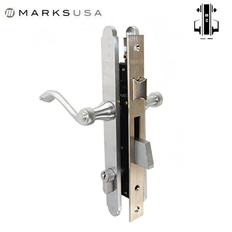 Marks USA - Thinline Series 2750C - Ornamental Iron Mortise Lockset - Dbl Cylinder - Backset: 1" - Entrance - Bright Brass - LH/RH