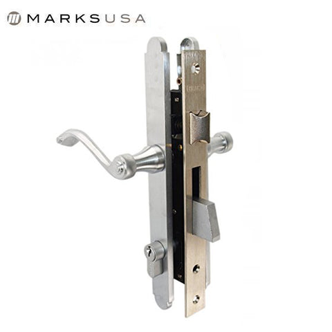 Marks USA - Thinline Series 2750C - Ornamental Iron Mortise Lockset - Dbl Cylinder - Backset: 1" - Entrance - Bright Brass - LH/RH