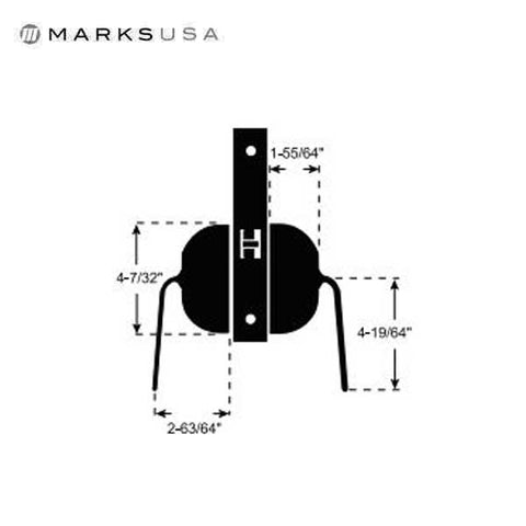 Marks USA - 5PD - LifeSaver Single Cylinder Mortise Behavioral Health Paddleset - Push / Pull - Anti-Ligature - Dormitory - 2-3/4" Backset - Satin Stainless - Grade 1 - UHS Hardware