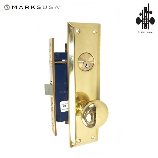 Marks USA - 91A/3 - Metro Mortise Knob Lock - US3 - 1-1/16" x 7-5/8"- Entrance - RH - UHS Hardware