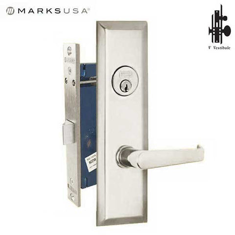 Marks USA - 9NY92DW/26D - New York Mortise Lever Lock - 2-1/2" Backset - 26D - Satin Chrome  - Vestibule - LH - UHS Hardware