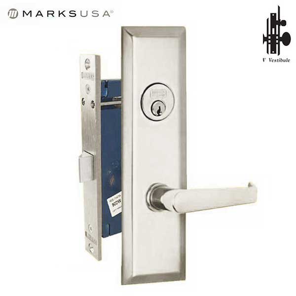 Marks USA - 9NY92DW/26D - New York Mortise Lever Lock - 2-1/2" Backset - 26D - Satin Chrome  - Vestibule - LH - UHS Hardware