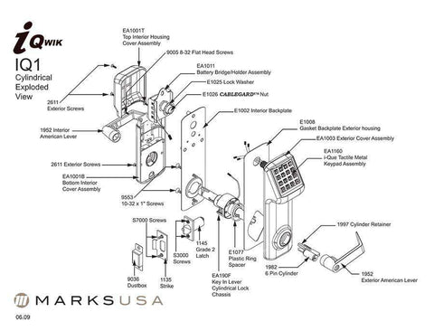 Marks USA - i-Qwik - LITE - Electronic Pushbutton Lever Lock- Black w/ 26D Lever - UHS Hardware