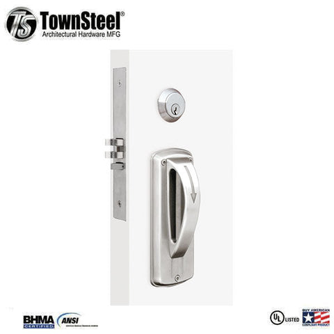 TownSteel - MRX-A - 5-Point Ligature Resistant Mortise Lock with Arch Escutcheon Trim - Optional Function - Optional Handing - Fire Rated - Stainless Steel - Grade 1