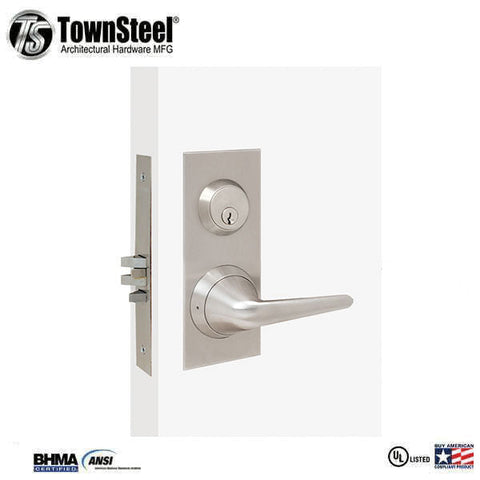 TownSteel - MRX-S - 5-Point Ligature Resistant Mortise Lock with Arch Sectional Trim - Optional Function - Optional Handing - Fire Rated - Stainless Steel - Grade 1