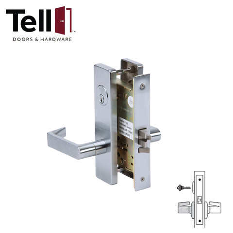 TELL - CL102102 - Heavy Duty Mortise Lock - Satin Chrome - 2-3/4" Backset - Storeroom