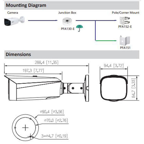 Dahua / IP / 8MP / Bullet Camera / Fixed /  2.8 mm Lens / Outdoor / Ultra WDR / IP67 / IK10 / ePoE / 5 Year Warranty / DH-N85EFN2 - UHS Hardware