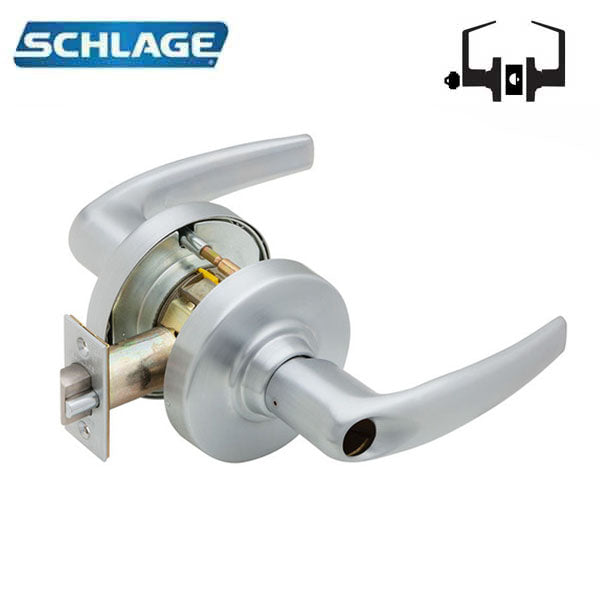 Schlage - ND96LD - Commercial Lever Set - Athens Lever - Less Cylinder - Storeroom - Non-Handed - Satin Chrome - Grade 1