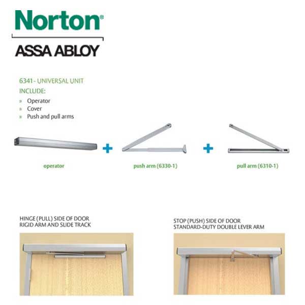 Norton - 6341 - Low-Energy Door Operator - Push & Pull Mounting - Satin Aluminum - Grade 1 - UHS Hardware