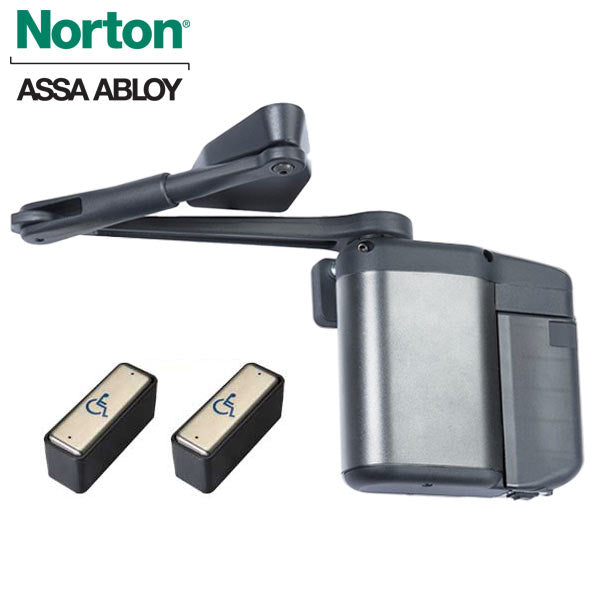 Norton - 5831 - Regenerative Door Operator ADAEZ PRO Kit - Push Side - Aluminum - Push Buttons - Grade 1 (Narrow Style / Square Buttons) - UHS Hardware