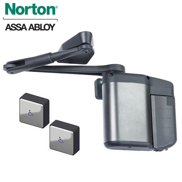 Norton - 5831 - Regenerative Door Operator ADAEZ PRO Kit - Push Side - Aluminum - Push Buttons - Grade 1 (Narrow Style / Square Buttons) - UHS Hardware