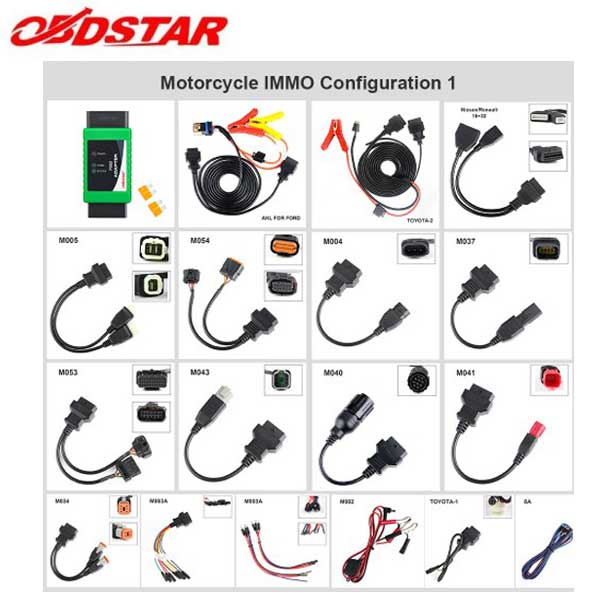 OBDStar - MOTO IMMO Kit - Motorcycle Adapter Set For KeyMaster and X300 Devices -  Configuration 1 - FREE MOTO IMMO Software Function - UHS Hardware