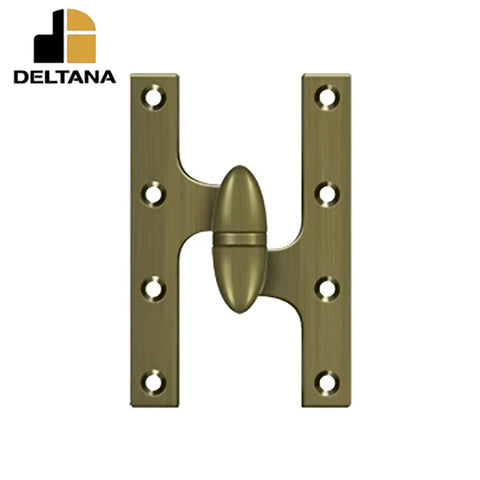 Deltana - 6" x 3-7/8" Olive Knuckle Hinge - Ball Bearing - Solid Brass - Right Handed - Optional Finish