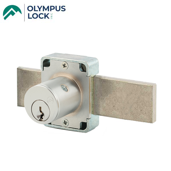 Olympus - 100DR - Cabinet Deadbolt Lock - Key Retaining - D4291 4-pin - Long Bolt - Satin Chrome - Optional Keying - Optional Handing - Grade 1 - UHS Hardware