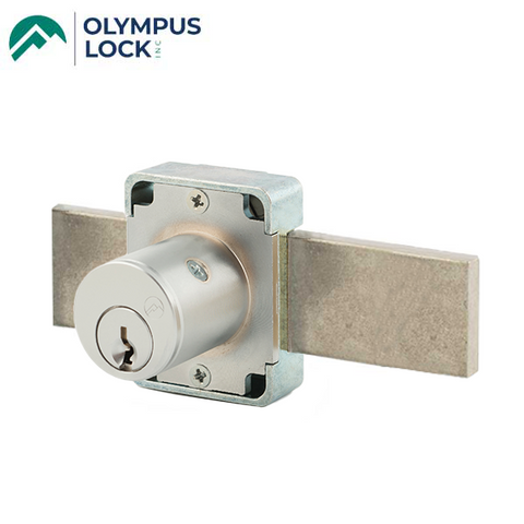 Olympus - 100DR - Cabinet Deadbolt Lock - Key Retaining - D4291 4-pin - Long Bolt - Satin Chrome - Optional Keying - Optional Handing - Grade 1 - UHS Hardware
