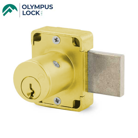 Olympus - 100B - Weather Resistant Cabinet Deadbolt Lock - D4291 4-pin - Standard Bolt - Satin Brass - Optional Keying - Grade 1 - UHS Hardware
