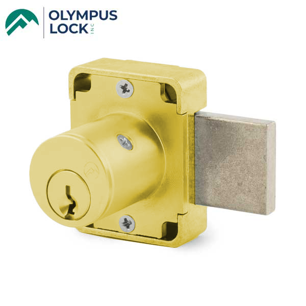 Olympus - 100DR - Cabinet Deadbolt Lock - Key Retaining - D4291 4-pin - Standard Bolt - Satin Brass - Optional Keying - Optional Handing - Grade 1 - UHS Hardware