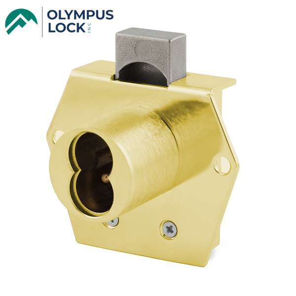 Olympus - 725RD - SFIC Rim Deadbolt Door & Drawer Cabinet Lock - BEST SFIC - 1-1/16" Cylinder Length - Satin Brass - Optional Handing - Optional Key Retaining - Grade 1 - UHS Hardware
