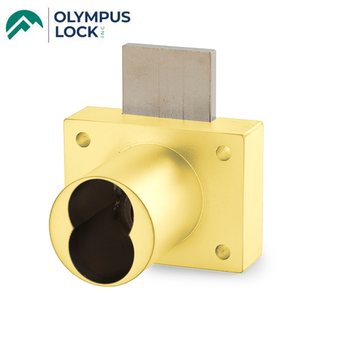 Olympus - 931DW - Cabinet Deadbolt Drawer Lock - IC: For Medeco or Yale Large-Format Cores - Less Cylinder - Polished Brass - Optional Key Retaining - Grade 1 - UHS Hardware