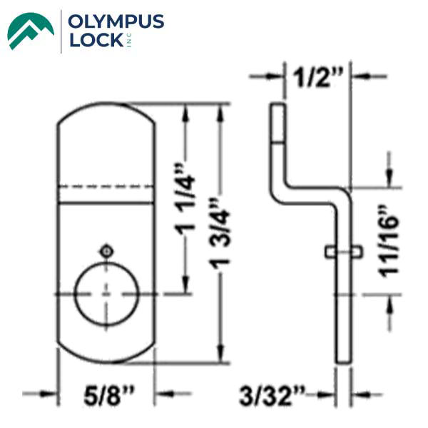 Olympus - DCNP-100-BC5 - Bent Cam With 1/2" Offset - UHS Hardware