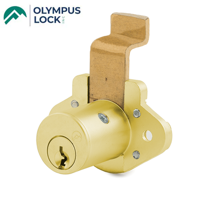 Olympus - R078 - R Series Deadbolt Door & Drawer Cabinet/Furniture Locks - Offset Bolt Bolt - 1-1/8" Cylinder Length - Polished Brass - Keyed Different - UHS Hardware