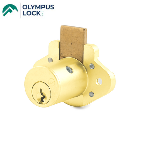 Olympus - R078 - R Series Deadbolt Door & Drawer Cabinet/Furniture Locks - 1-1/8" Cylinder Length - Polished Brass - Optional Keying - UHS Hardware