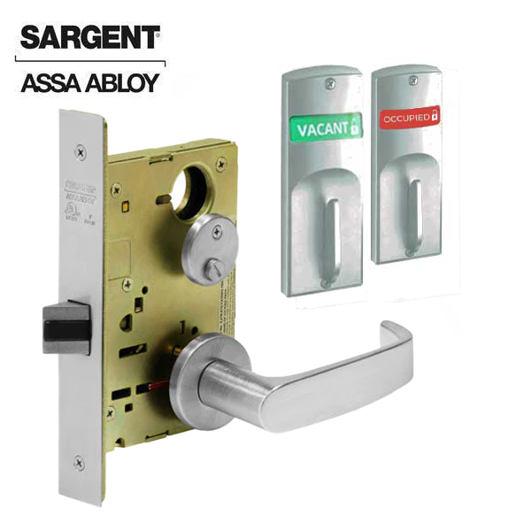 Sargent - 8265 - Mechanical Mortise Lock - O Rose / NJ Lever - Privacy w/ Indicator - 1-3/4" Frame - Satin Chrome - Grade 1 - UHS Hardware