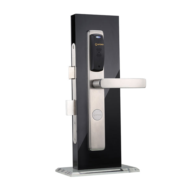 Orbita - E3064 - Mortise Hotel Lock - Bluetooth & MiFare RFID - 72 Ares Lever Set - DC6V - Silver - Grade 2 - UHS Hardware