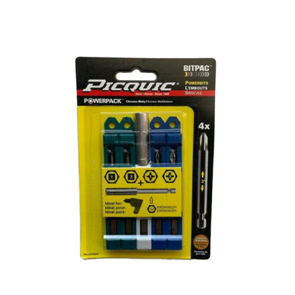 PICQUIC - Bitpac 95098 - Robertson 1 & 2 - Phillips 1 &2 - With 4" Extension Adapter - UHS Hardware