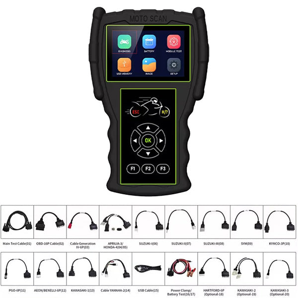 JDiag - Moto Scan - OBD2 Motorcycle Diagnostic Scan Tool - 3.2" Screen - Live Data Monitoring - UHS Hardware
