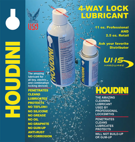 Protexall - Houdini 4-Way Lock Lubricant - 2.5oz for Sale | UHS Hardware Protexall - Houdini 4-Way Lock Lubricant - 2.5oz for Sale | UHS Hardware