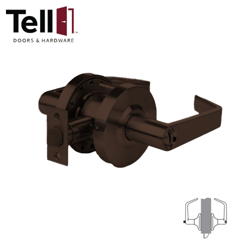 TELL - CL102068 - Standard Duty Cylindrical Leverset - Oil Rubbed Bronze - 2-3/4" Backset -  Grade 2 - Privacy