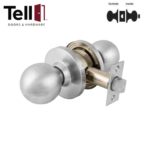 TELL - CL100023 - Heavy Duty Cylindrical Knob - Satin Stainless - 2-3/4" Backset - Grade 2 - Privacy
