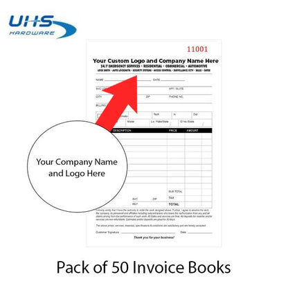 Custom Branded Locksmith Invoice / Receipt Books (50 Pack) - UHS Hardware