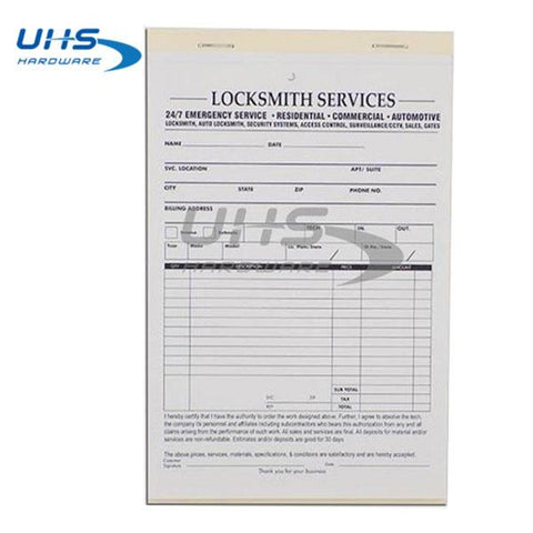 Receipt Book (Invoices) For Locksmith - UHS Hardware
