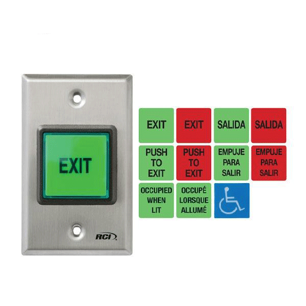 Illuminated Green Push-to-Exit Button