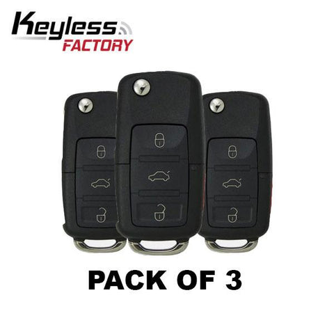 3 x Volkswagen 2011-2016 / 4-Button Remote Flip Key 5K0837202AE / NBG010180T (Pack of 3) - UHS Hardware