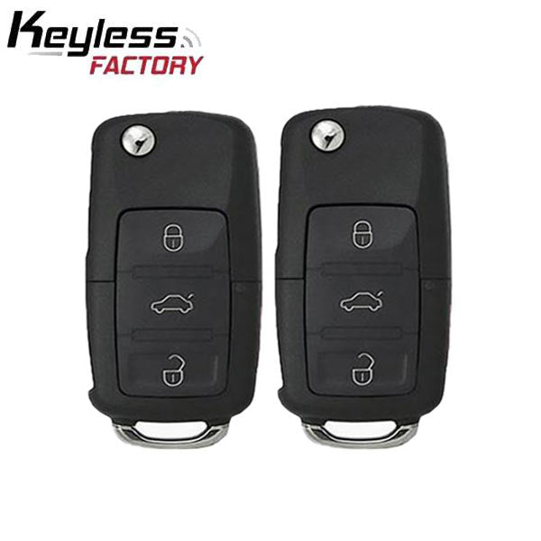 2 x 2011-2016 Volkswagen / 4-Button Flip Key / PN: 5K0837202AK / NBG010206T / HU66 / PROX / 315 MHz (AFTERMARKET) (2 for 1) - UHS Hardware