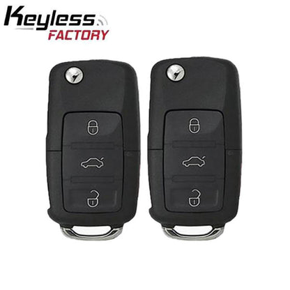 2 x 2011-2016 Volkswagen / 4-Button Flip Key / PN: 5K0837202AK / NBG010206T / HU66 / PROX / 315 MHz (AFTERMARKET) (2 for 1) - UHS Hardware