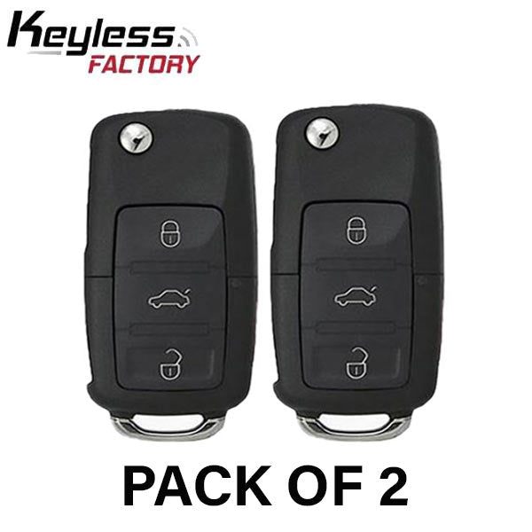 2 x 2011-2016 Volkswagen / 4-Button Flip Key / PN: 5K0837202AK / NBG010206T / HU66 / PROX / 315 MHz (AFTERMARKET) (2 for 1) - UHS Hardware