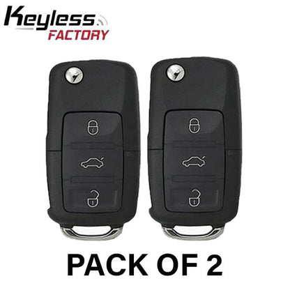 2 x 2011-2016 Volkswagen / 4-Button Flip Key / PN: 5K0837202AK / NBG010206T / HU66 / PROX / 315 MHz (AFTERMARKET) (2 for 1) - UHS Hardware