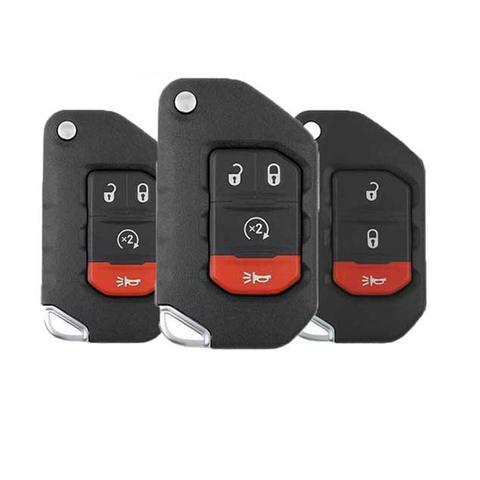 2018-2021 Jeep Wrangler Gladiator / 2x 4-Button Smart Flip Key & 1x 3-Button Smart Flip Key / OHT1130261 / SIP22 (BUNDLE OF 3) - UHS Hardware