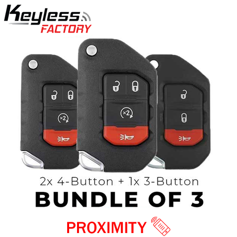 2018-2021 Jeep Wrangler Gladiator / 2x 4-Button Smart Flip Key & 1x 3-Button Smart Flip Key / OHT1130261 / SIP22 (BUNDLE OF 3) - UHS Hardware