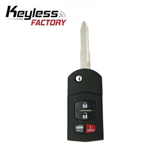 2006-2015 Mazda / 4-Button Flip Key / BGBX1T478SKE125-01 / (RK-MZ-SKE-4) - UHS Hardware