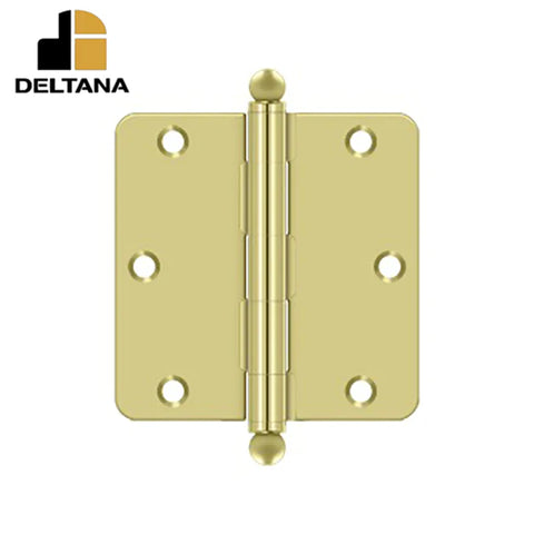 Deltana - 3-1/2" x 3-1/2" x 1/4" Radius Hinge - w/ Ball Tips - Optional Finish